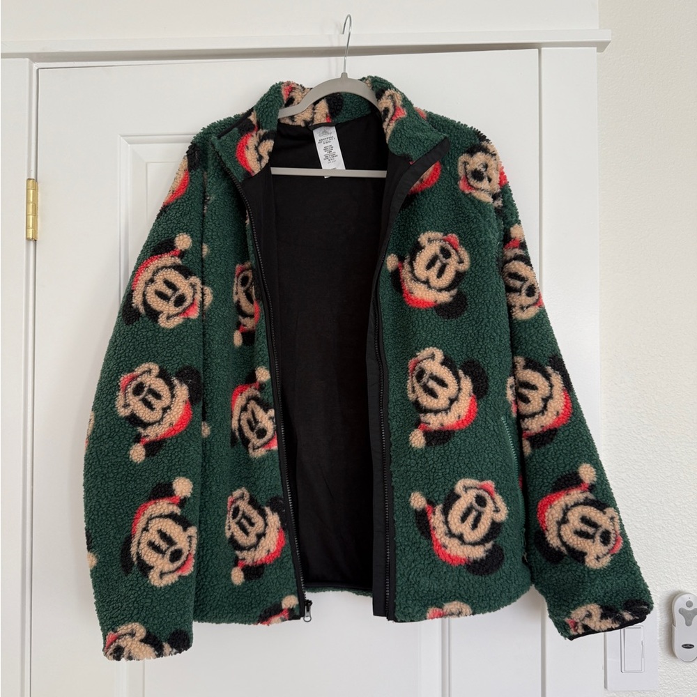 Santa Mickey Mouse Holiday Zip Fleece Jacket for Adults
